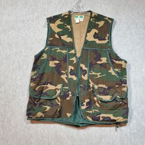 Game Winner Hunting Vest Mens Medium Green Camo Print Military Snap Pocket